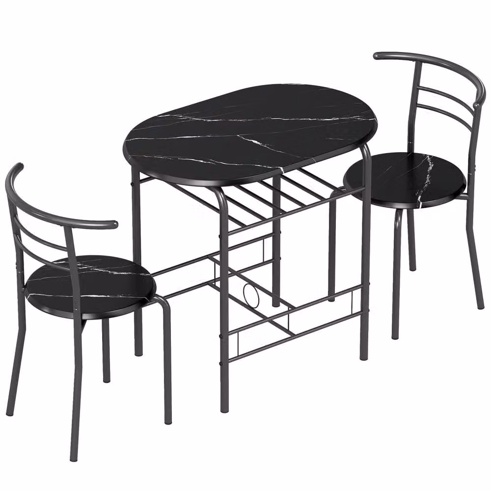 Wyld Haus Tolo Black 3 Piece Compact Dining Set with Rectangular Table and Chairs – 2