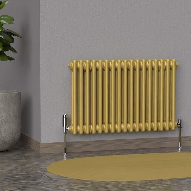 Lux Heat Horizontal 2 Column Steel Radiator in Gold, W: 78.5 cm, H: 50 cm