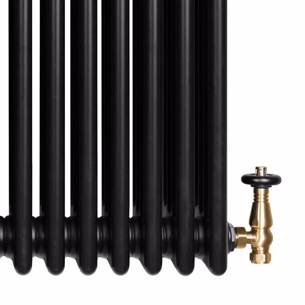 Monstershop Traditional 4 Column Steel Radiator and Valves in Black, W/H: 30.0 x 101.0 cm – 5