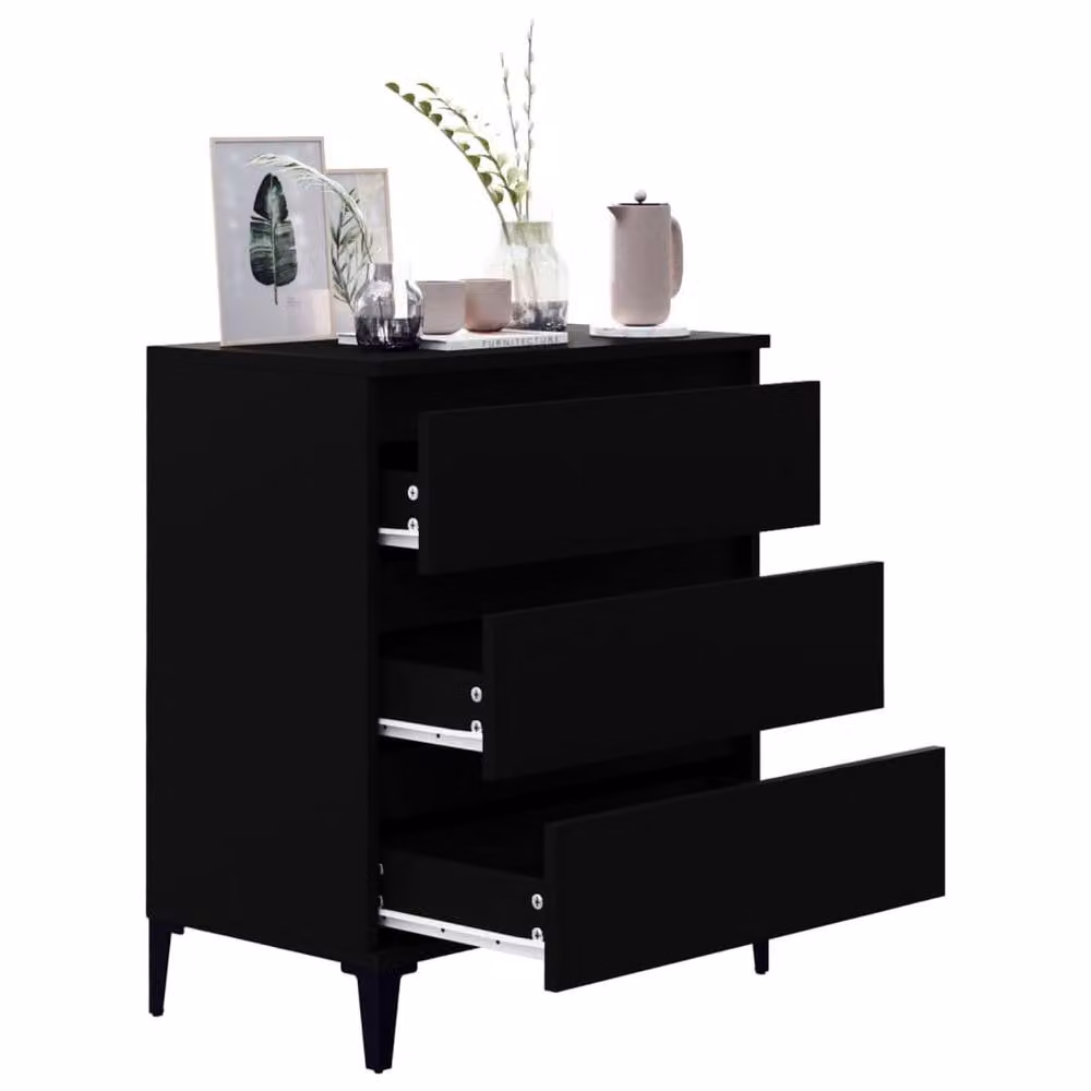 Berkfield Home Modern Black Sideboard in Engineered Wood W/D/H: 60 x 35 x 70 cm – 2