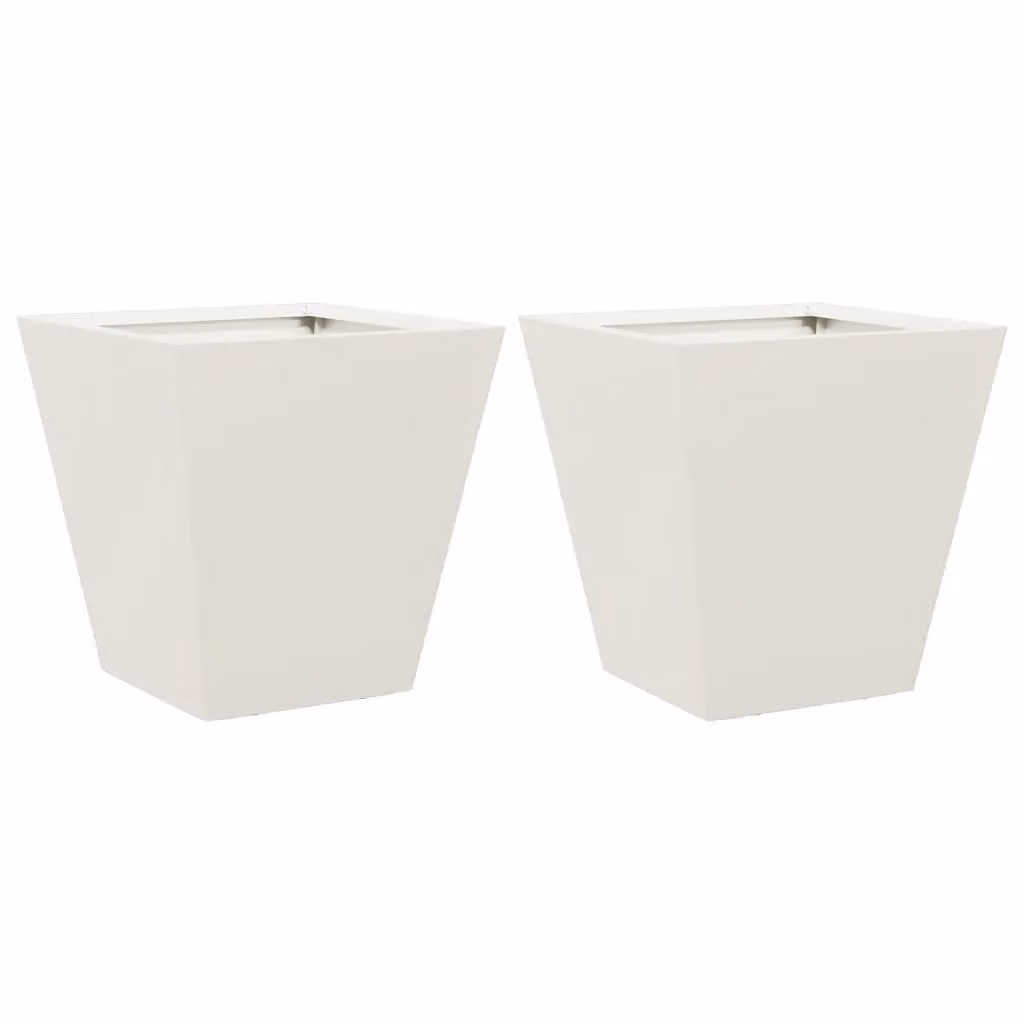 Berkfield Home Garden Steel Planter Tubs, White, 2 Pack, W/D/H: 30 x 30 x 30 cm – 2