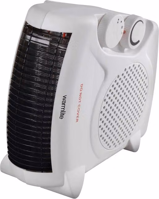 Warmlite 2000W Freestanding Fan Heater with Thermostat and Overheat Protection, White