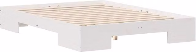 Berkfield Home Floor Bed Frame with Storage in White Solid Pine Wood W/D/H: 120 x 190 cm
