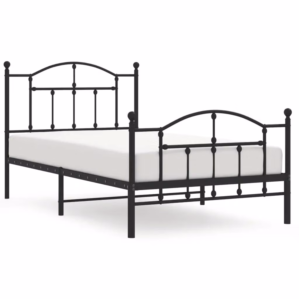 Berkfield Home Metal Bed Frame with Headboard and Footboard in Black, W/D/H: 100 x 190 cm – 2