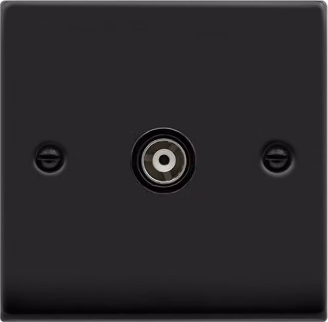 SE HOME Black Flush Single Isolated Coaxial Socket with Plastic Plate