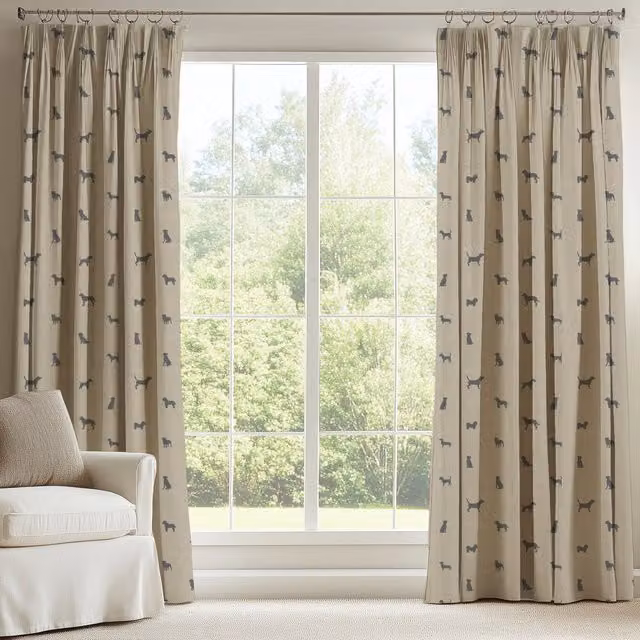 ANTE DECOR Woof Printed Made To Measure Blackout Curtains in Grey Cotton Linen Fabric