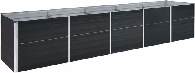Berkfield Home Garden Galvanised Steel Raised Bed in Anthracite Black, W/D/H: 400 x 80 x 77 cm