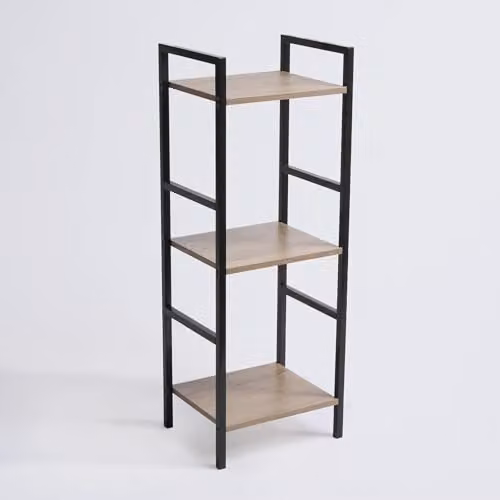 OHS 3 Tier Ladder Shelf Industrial Metal and Wood Storage Unit, W/D/H: 80 x 24 x 80 cm – 3