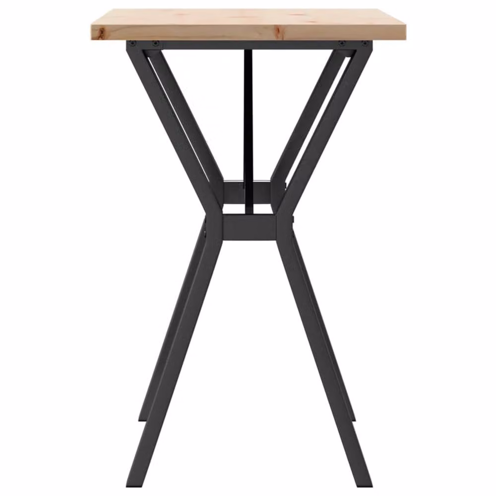 Berkfield Home Rustic Y-Frame Dining Table in Brown Solid Pine and Steel, W: 80 cm, D: 50 cm, H: 75.5 cm – 3