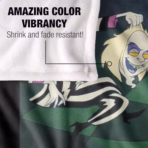 LOGOVISION Beetlejuice and Lydia Main Show Image Super Soft Silky Touch Fleece Throw Blanket, Multicolour, W: 152 cm, D: 127 cm – 3