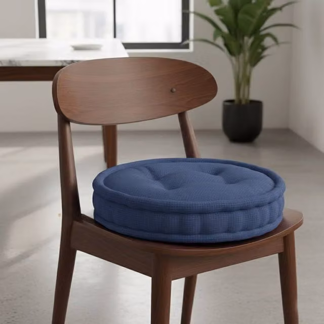 Snug City Round Teddy Fabric Booster Cushion in Blue, Diameter: 45 cm – 1