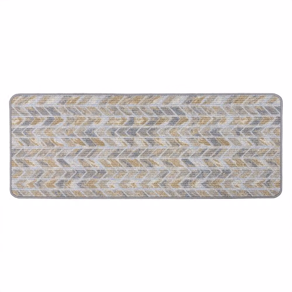 JVL Fiora Machine Washable Runner in Grey Quartz Chevron Geometric Design