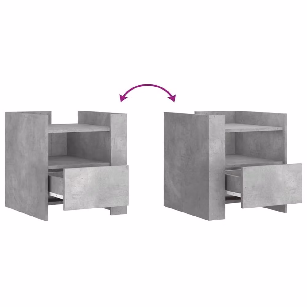 Berkfield Home Bedside Cabinet in Concrete Grey, W/D/H: 45 x 50 x 50 cm – 3