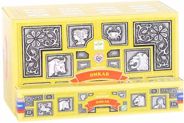 Satya Omkar Super Hit Incense Sticks, Pack of 12, Brown and Yellow with Floral and Woody Scents