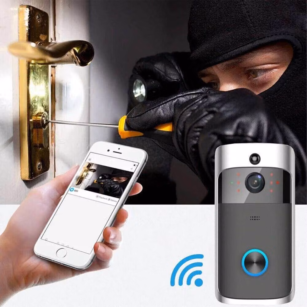 VOGREX Wireless WiFi Video Doorbell Security Camera and Intercom in Grey – 4