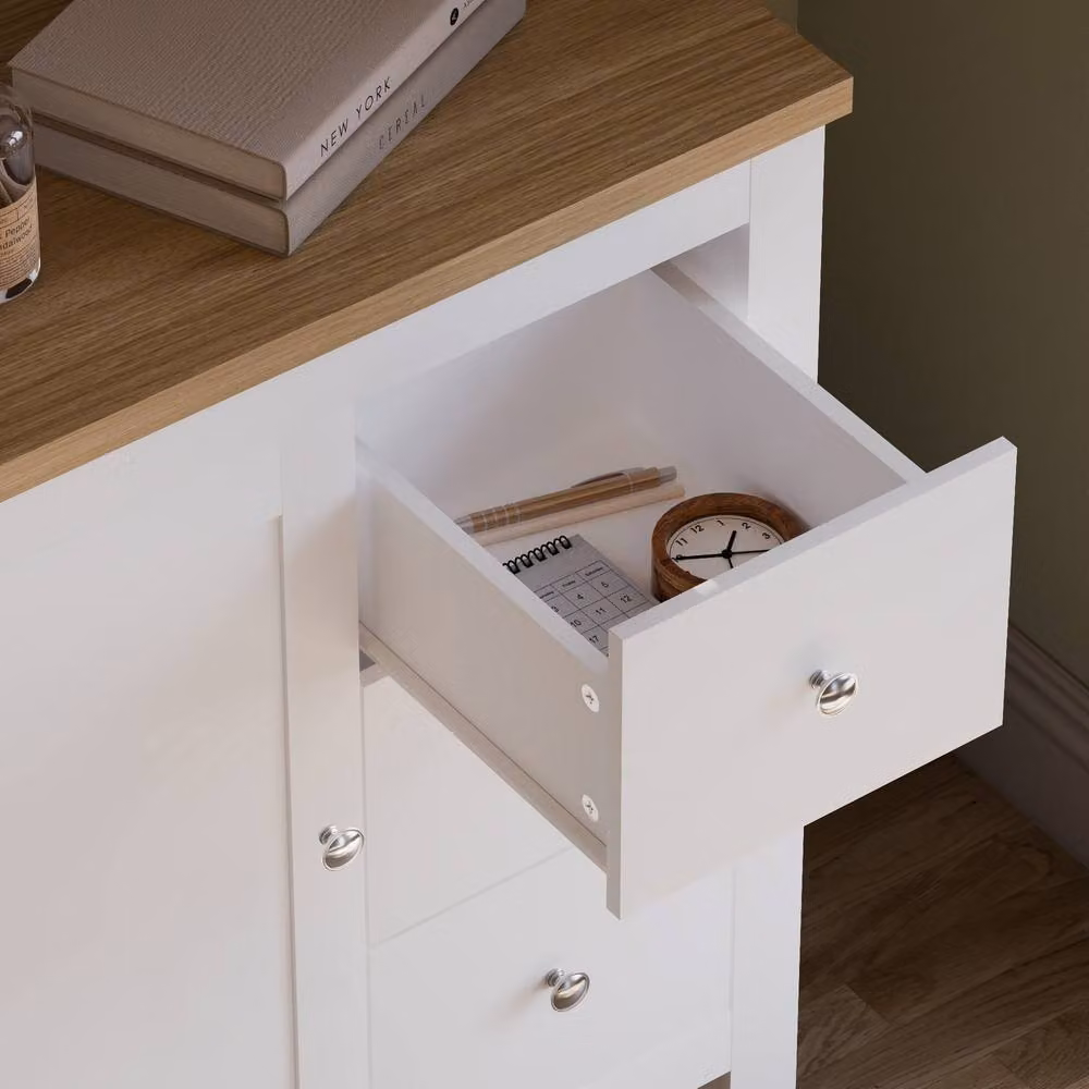 HD Designs Arlington 3 Drawer 1 Door Sideboard in White W/D/H: 80 x 79 x 35 cm – 5