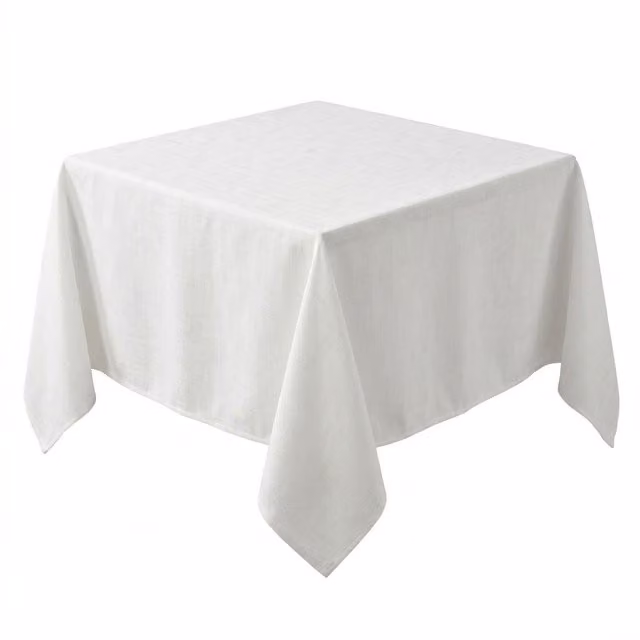 Luxury Living White Linen-Look Square Tablecloth, W/D/H: 85 x 85 x 85 cm