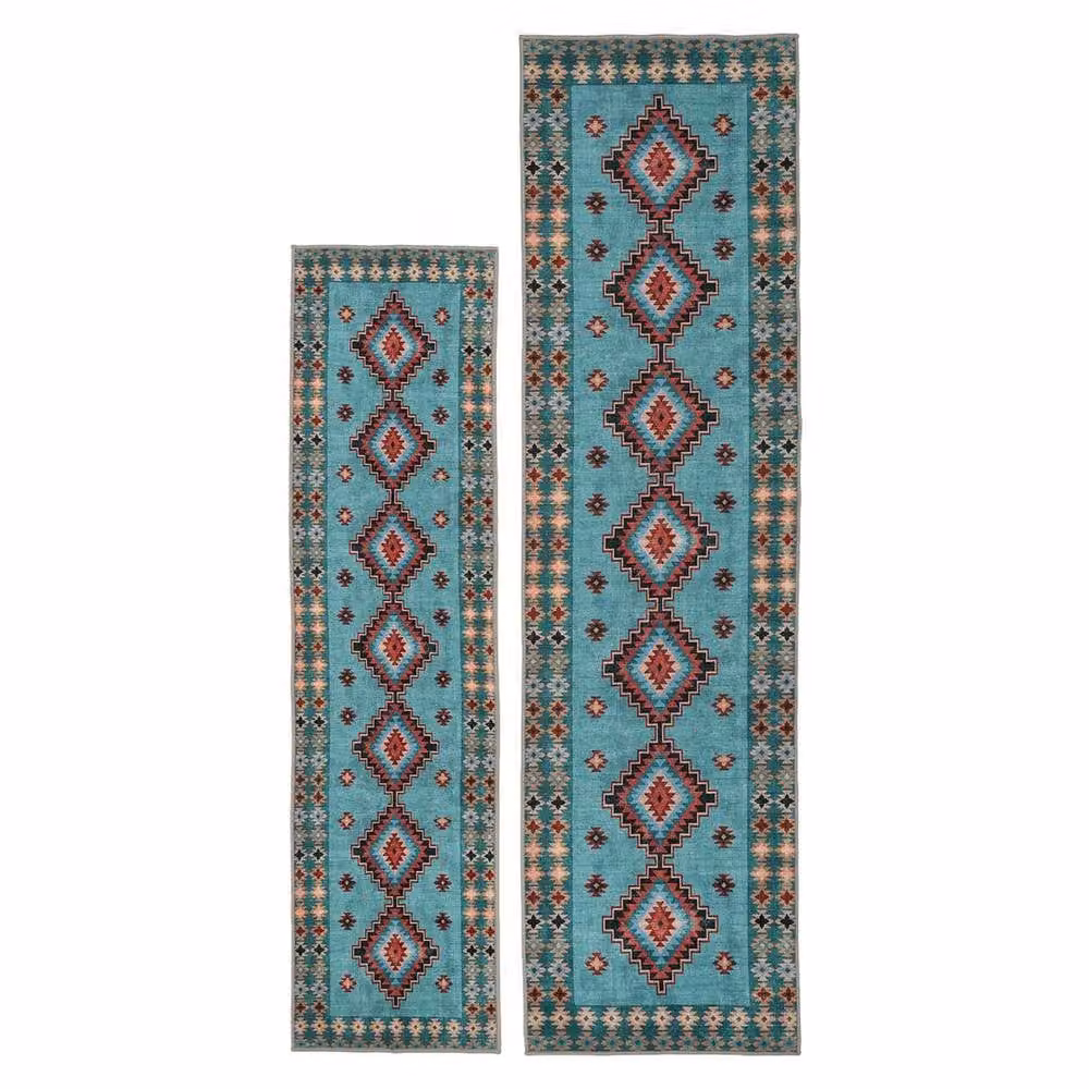 Kukoon Geometric Soft Area Rug in Pale Blue, W: 200 cm, D: 290 cm – 2