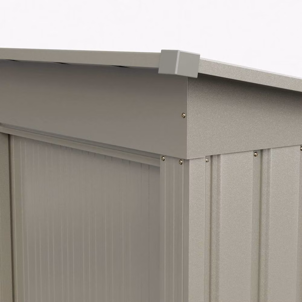 FORGEVIO Grey Galvanised Steel Pent Garden Shed with Sliding Door – 4