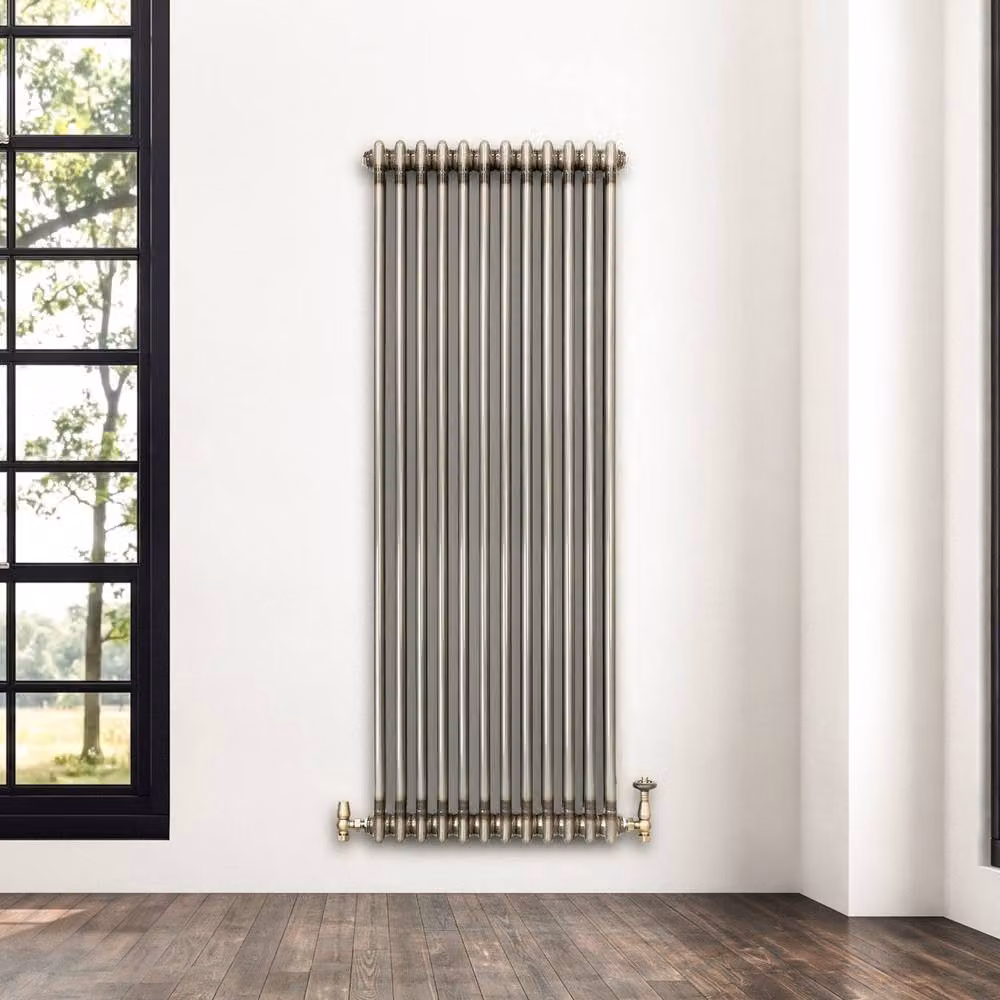 Monstershop Traditional 2 Column Carbon Steel Radiator with Integrated Thermostatic Valves in Silver – 4