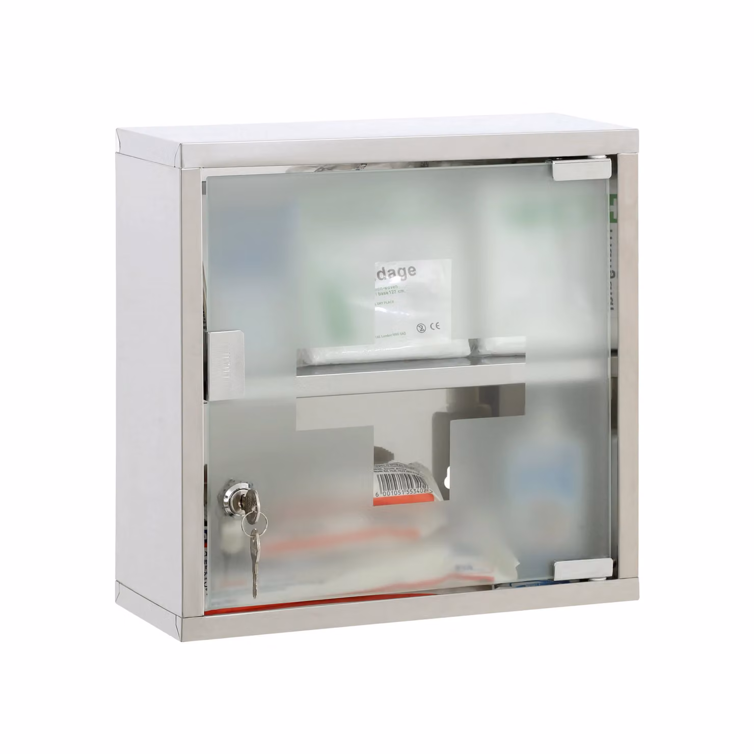 Orsina Modern Wall Mounted Bathroom Medicine Cabinet in Silver with Glass Doors – 2