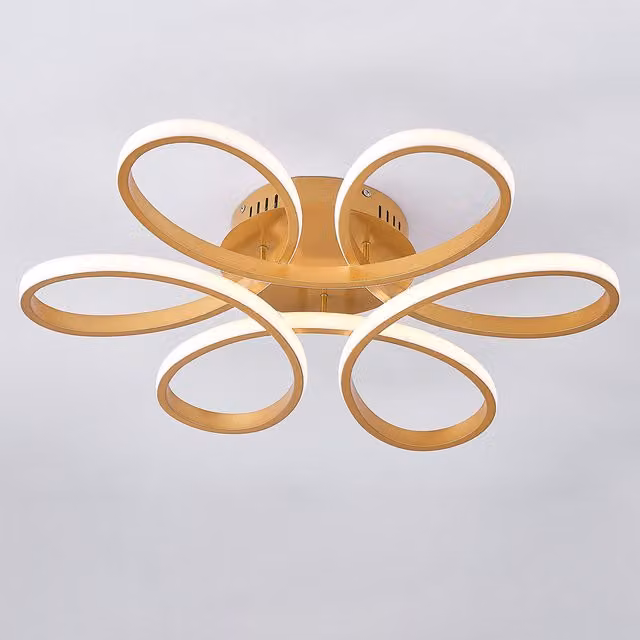 Living Star Modern Acrylic Petal LED Semi Ceiling Light in Gold and White, 65W
