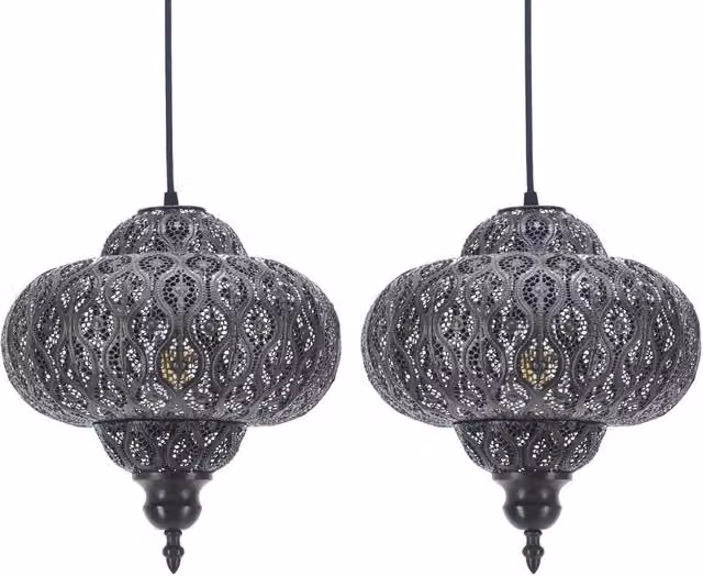 First Choice Lighting Lucero Set of 2 Bronze Moroccan Easy Fit Pendant Shades – 1