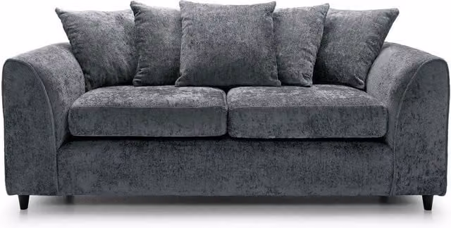 Abakus Direct Harriet 3 Seater Sofa in Dark Grey Crushed Chenille Fabric
