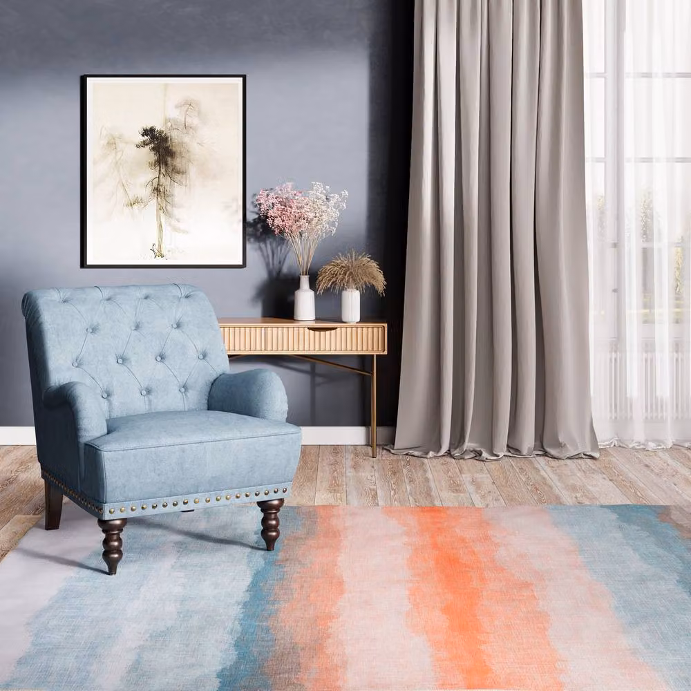 Kukoon Blue Abstract Soft Washable and Liquid Repellent Living Room Area Rug in Duck Egg Blue, W: 120 cm, L: 170 cm – 2