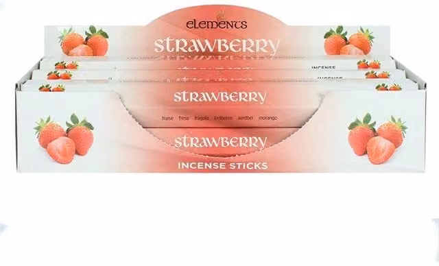 Elements Strawberry Incense Sticks, Set of 6 Packets, Pink, Fruity and Floral Scent
