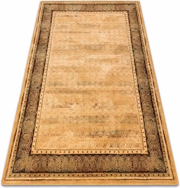 RugsX Wool Omega Vintage Rectangular Rug in Yellow, W: 150 cm, D: 100 cm