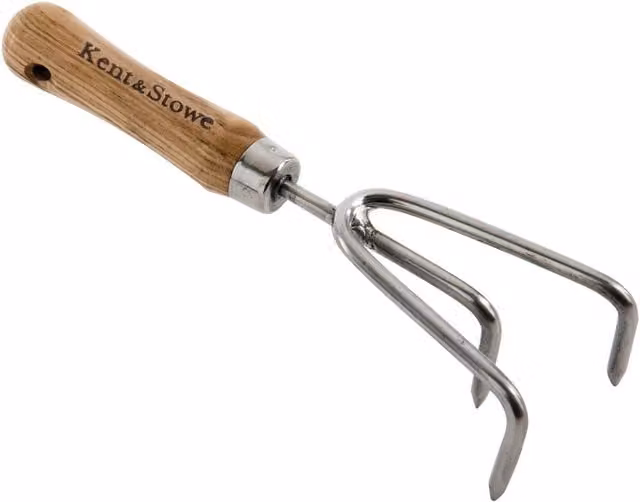 Kent & Stowe Garden Life Hand Cultivator in Silver and Multicolour with Stainless Steel and Wood Construction