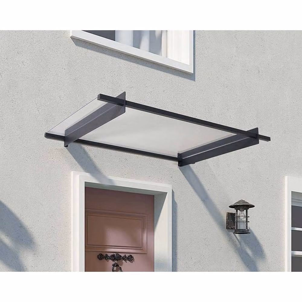 Palram Nancy Door Awning Canopy in Grey and Clear, L: 150.5 cm – 2