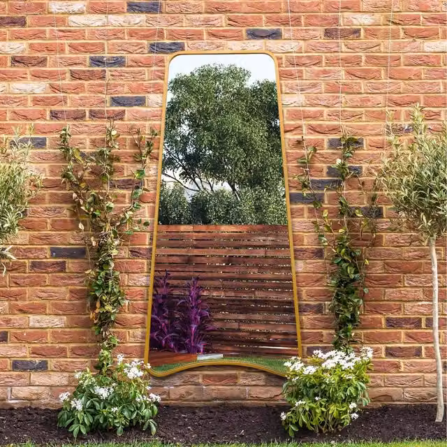 Coartens Modern Rectangular Wall Mirror in Gold and Black with Metal and Glass