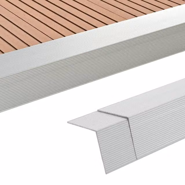 Berkfield Home 5 Piece Structured Aluminium Decking Angle Trims, Silver, Length: 170 cm