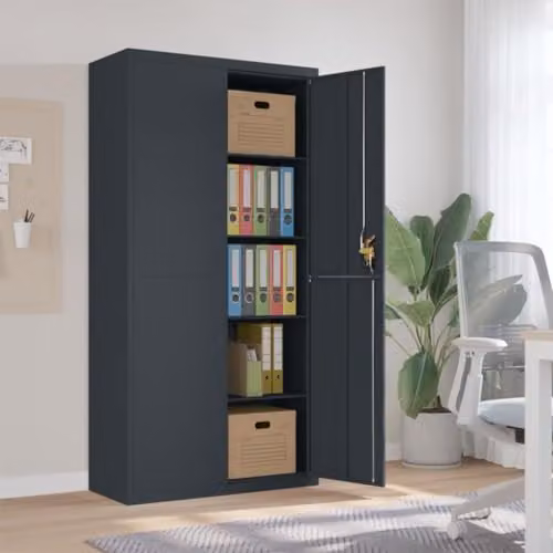 vidaXL Industrial Style Locking File Cabinet in Anthracite Steel, H 180 x W 90 x D 40 cm – 2