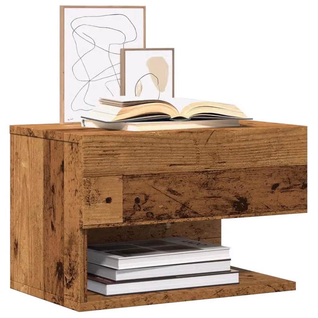 Berkfield Home Wall-mounted Bedside Cabinet in Brown Old Wood – 4