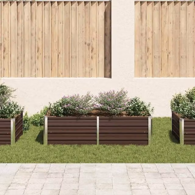 Berkfield Home Raised Garden Bed in Brown Galvanised Steel, W: 160 cm, D: 80 cm, H: 45 cm – 1