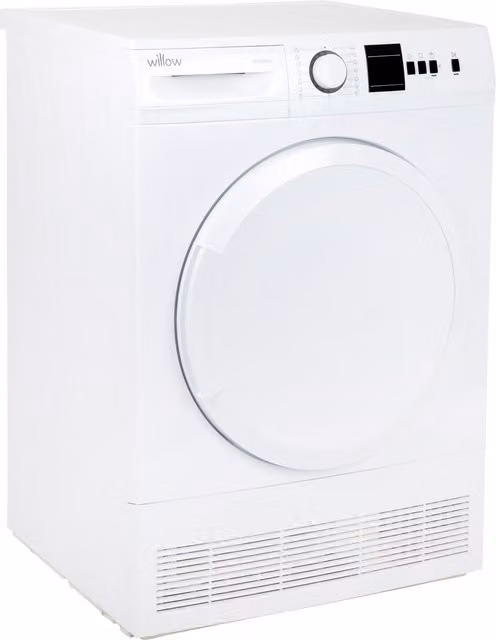 Willow 8kg Front Loader Condenser Dryer in White with Stainless Steel Details