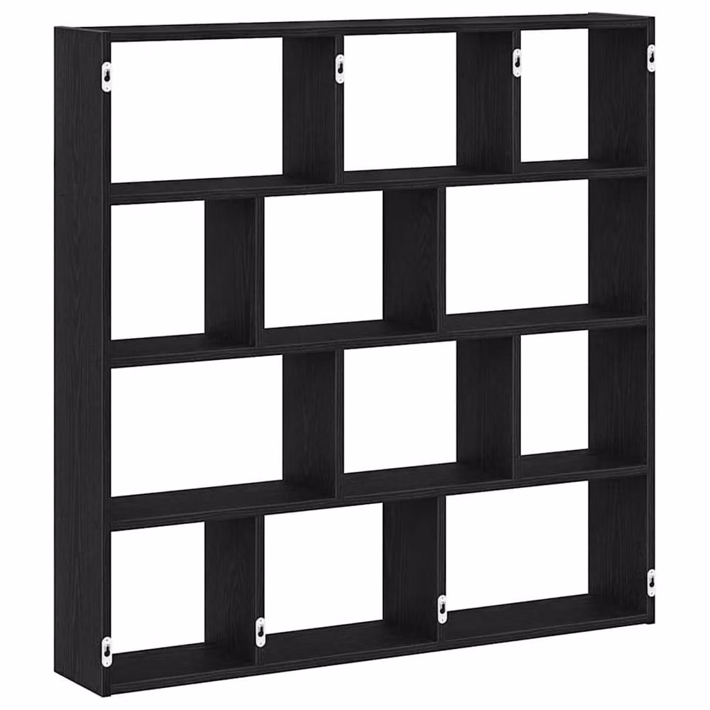 Berkfield Home Wall Mounted 12 Compartment Cube Shelf in Black Matt MDF – 3