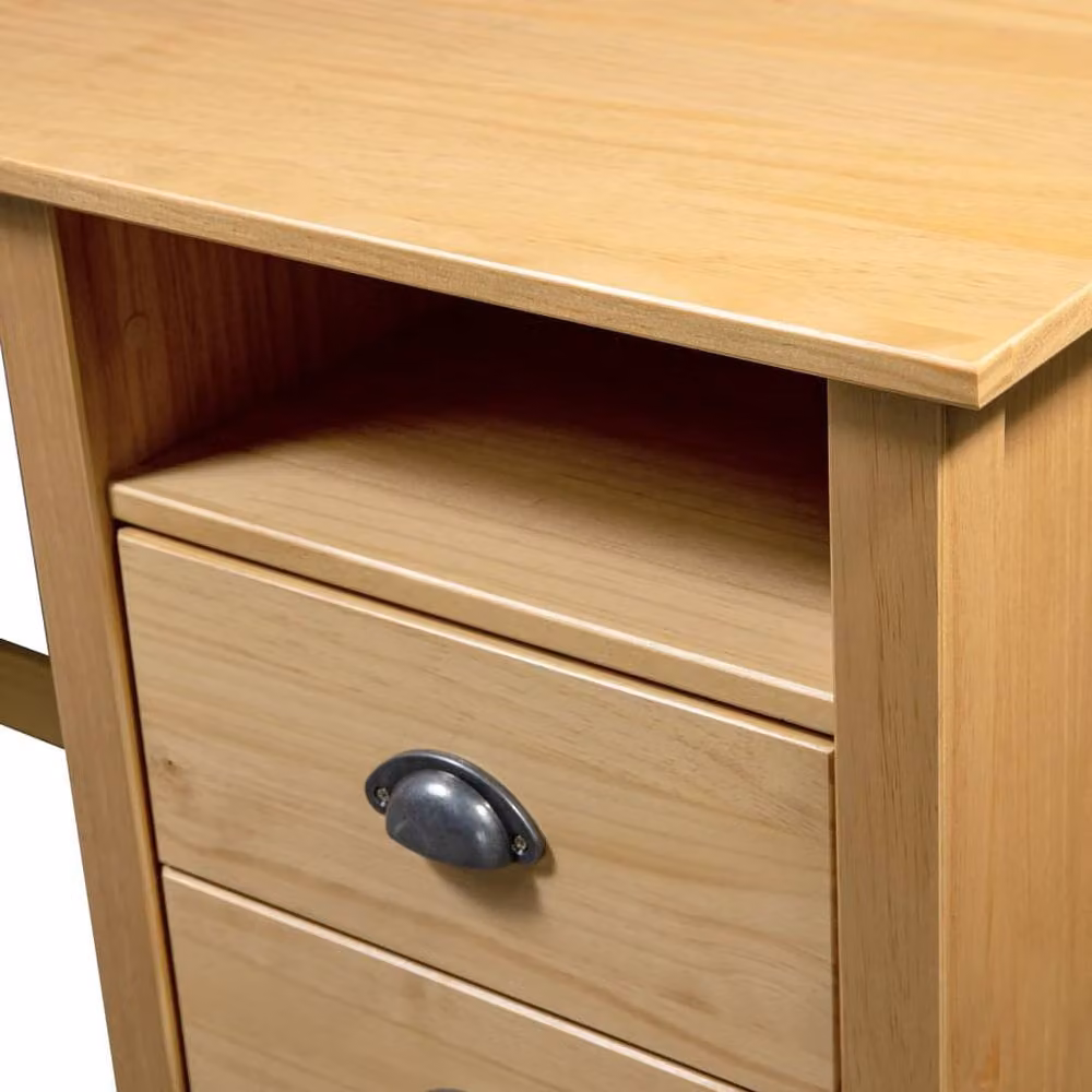 Berkfield Home Stylish Writing Desk with 3 Drawers in Brown Solid Pine Wood, W/D/H: 120 x 50 x 74 cm – 3
