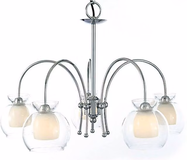 Netlighting Malvina 5 Light Semi Flush Pendant Ceiling Light in Polished Chrome and Grey with G9 Bulbs