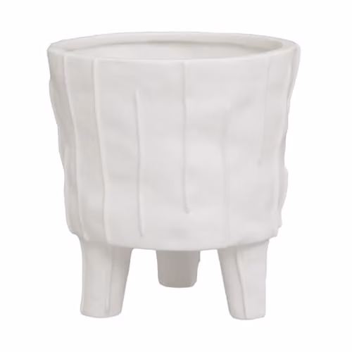 Orsina White Geometric Ceramic Tabletop Planter W/D/H: 35.56 x 38.1 x 35.56 cm