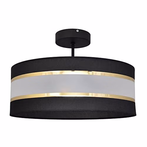 Netlighting Helam Helen Cylindrical Ceiling Light in Black and Gold/Brass, Diameter: 40 cm