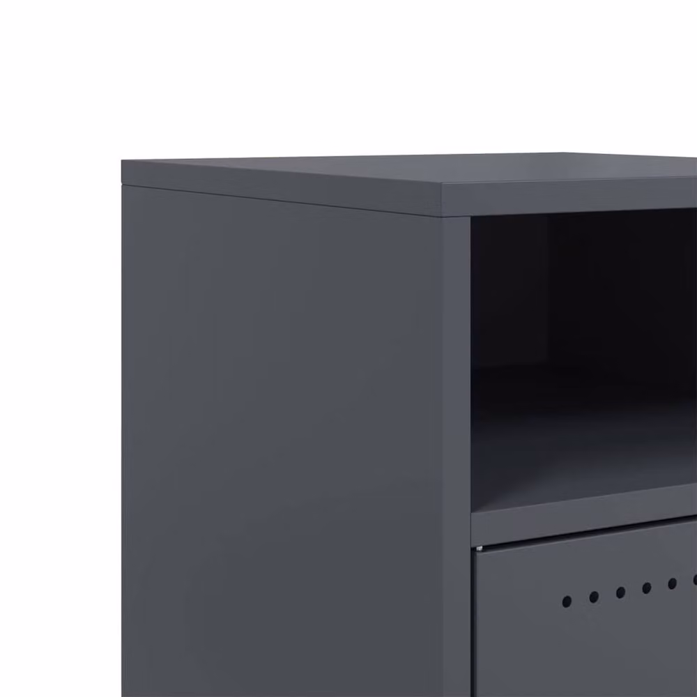 Berkfield Home Set of 2 Anthracite Steel Bedside Cabinets, W/D/H: 36 x 39 x 59 cm – 4
