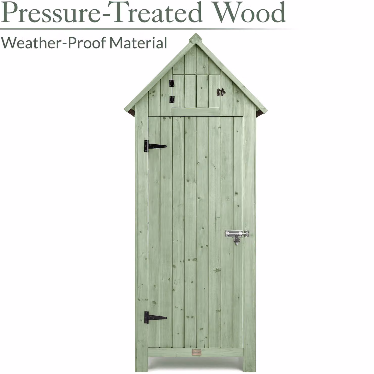 Christow Green Wooden Slim Garden Storage Shed with Lockable Single Door and Shelving, H: 179.5 cm, W: 54.2 cm, D: 77.5 cm – 3