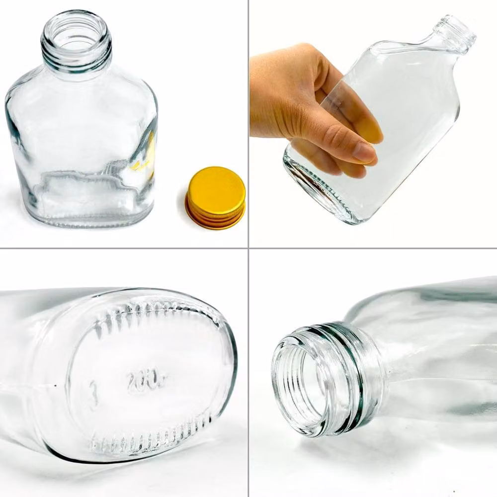 Volila 10 Pack Clear Glass Flask Bottles with Gold Screw Caps, Labels and Pen, 100ml each – 5