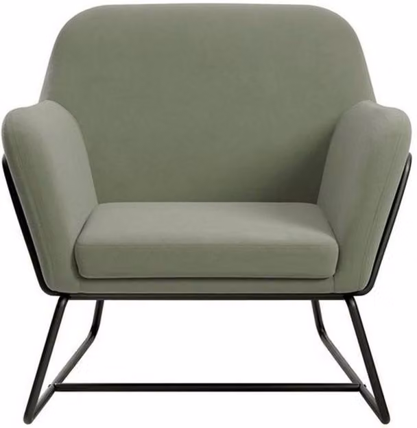 Lemon Pavilion Furniture Charles Armchair in Sage Green Velvet with Black Matte Metal Frame, W75.5 x D66 x H76.5 cm – 2