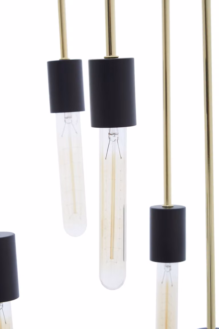 Orsina 6 Bulb Pendant Light in Black and Gold/Brass