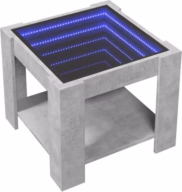Berkfield Home Decorative LED Coffee Table in Concrete Grey, W/D/H: 53 x 53 x 45 cm